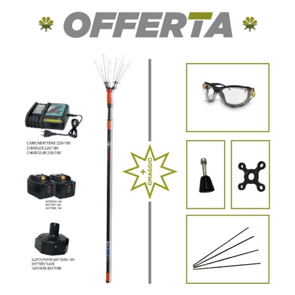 Abbacchiatore Elettrico a Batteria V34 0111 + KIT 0003 (Adattatore x Batteria + 2 Batterie + CaricaBatteria - JOLLY ITALIA